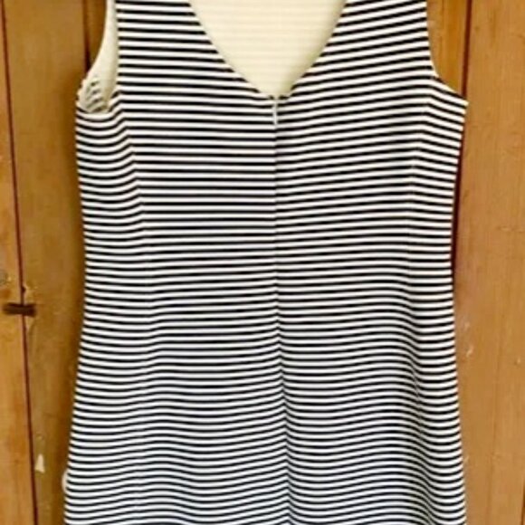 Theory Mivrill navy/ivory striped sleeveless shift dress sz P - Picture 4 of 10